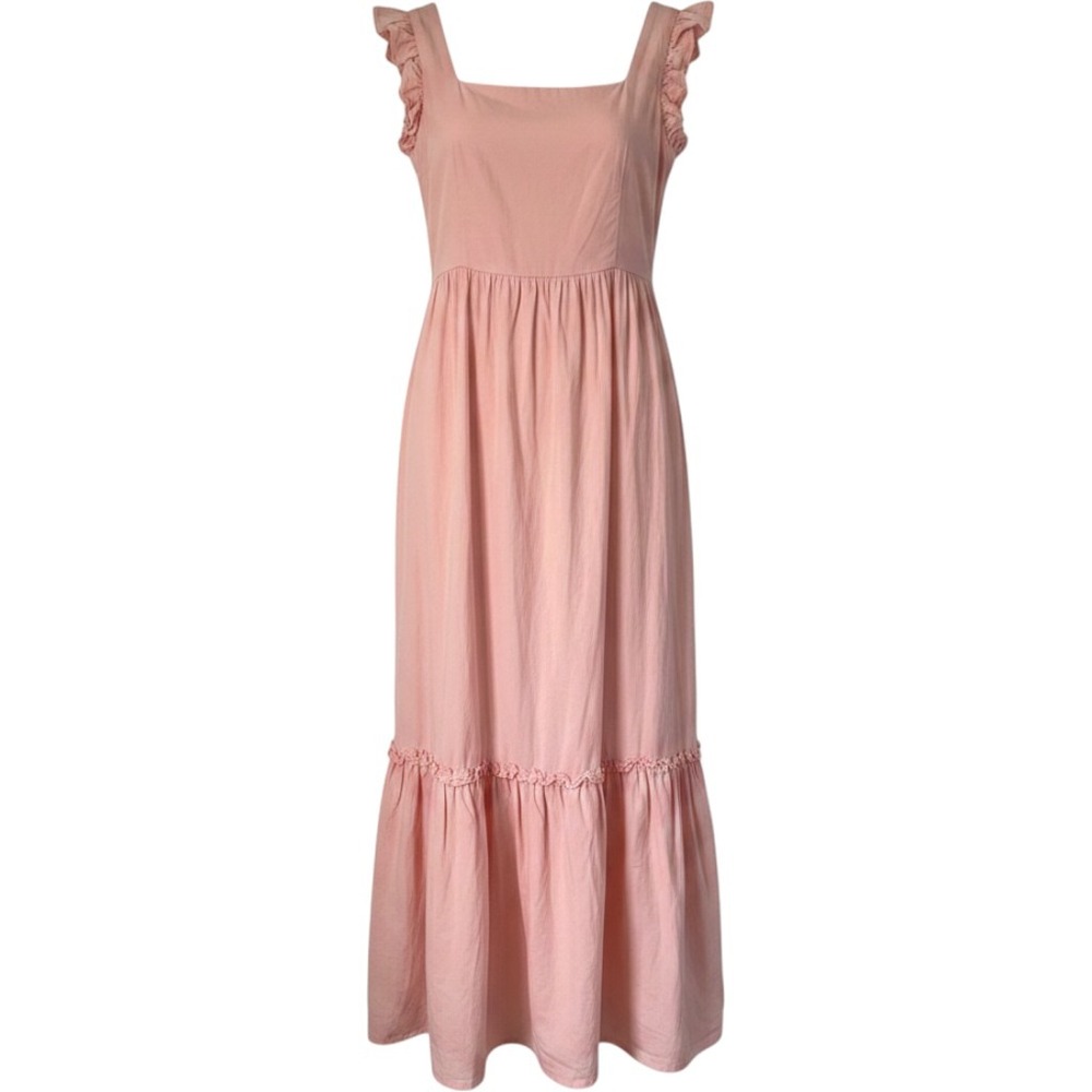 Good Luck Gem Maxi Dress Women M Pink Ruffle Tiered Cotton Cottagecore  Romantic